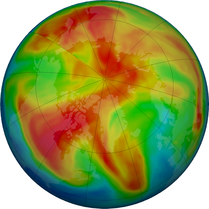Arctic ozone map for 25 February 2019